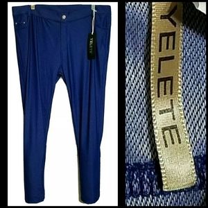 Yelete Blue Denim Stretchy Jeggings Pants 2XL